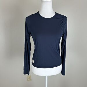 TRACKSMITH Womens Session Long Sleeve Running Top Crew Neck Pullover Blue Size S